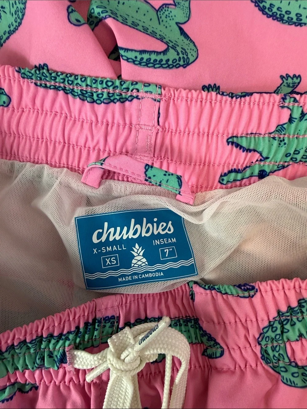 chubbies Pink Shorts with Green Alligator Print